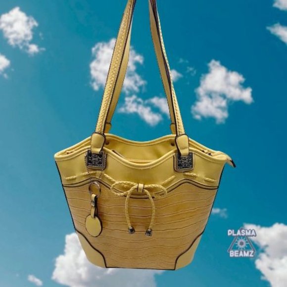 Beuno Yellow Faux Crocodile Shoulder Bag - Picture 2 of 16